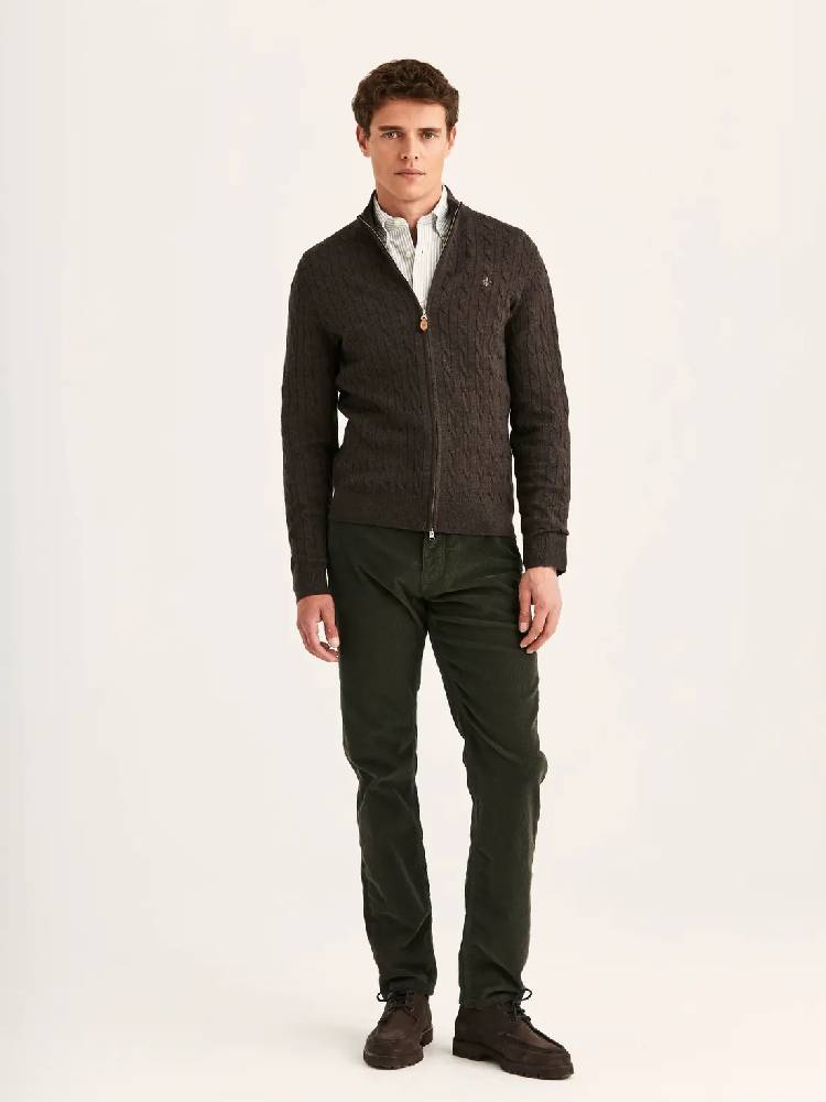 Merino Cable Zip Cardigan