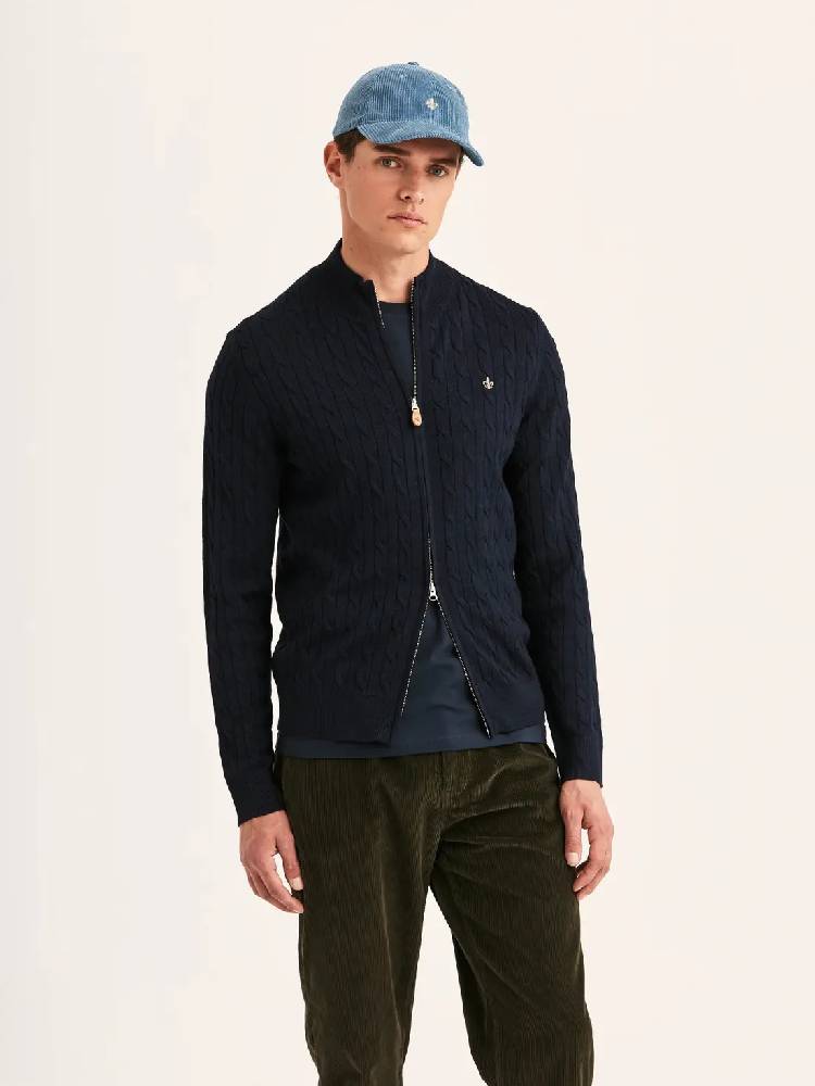 Merino Cable Zip Cardigan