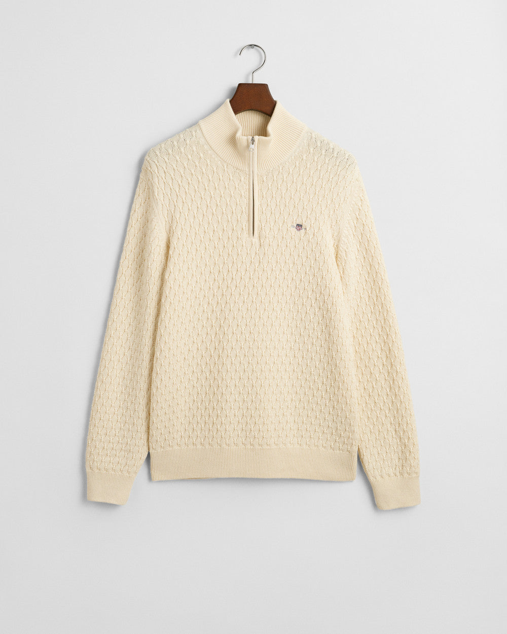 TEXTURED COTTON HALF ZIP