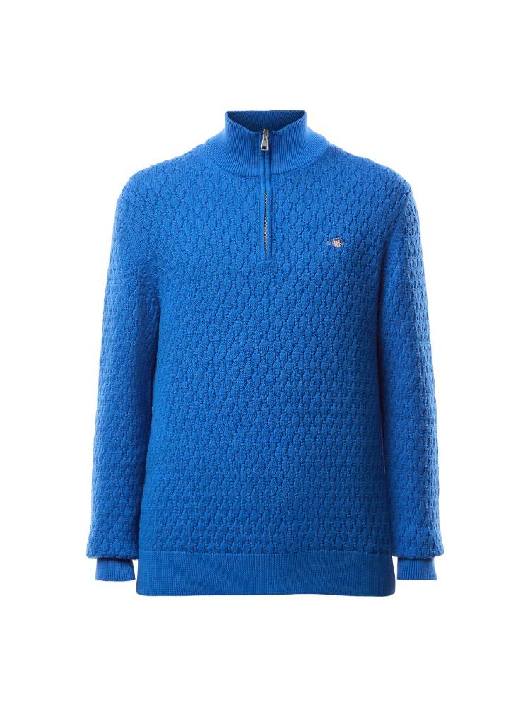 TEXTURED COTTON HALF ZIP