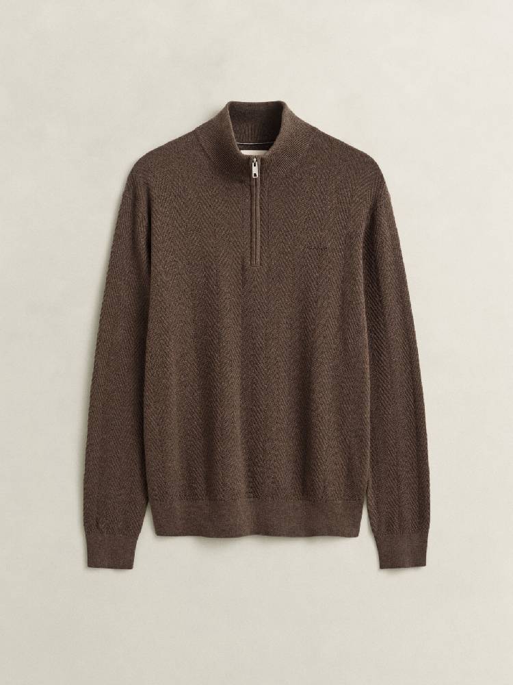 Herringbone Texture Half Zip