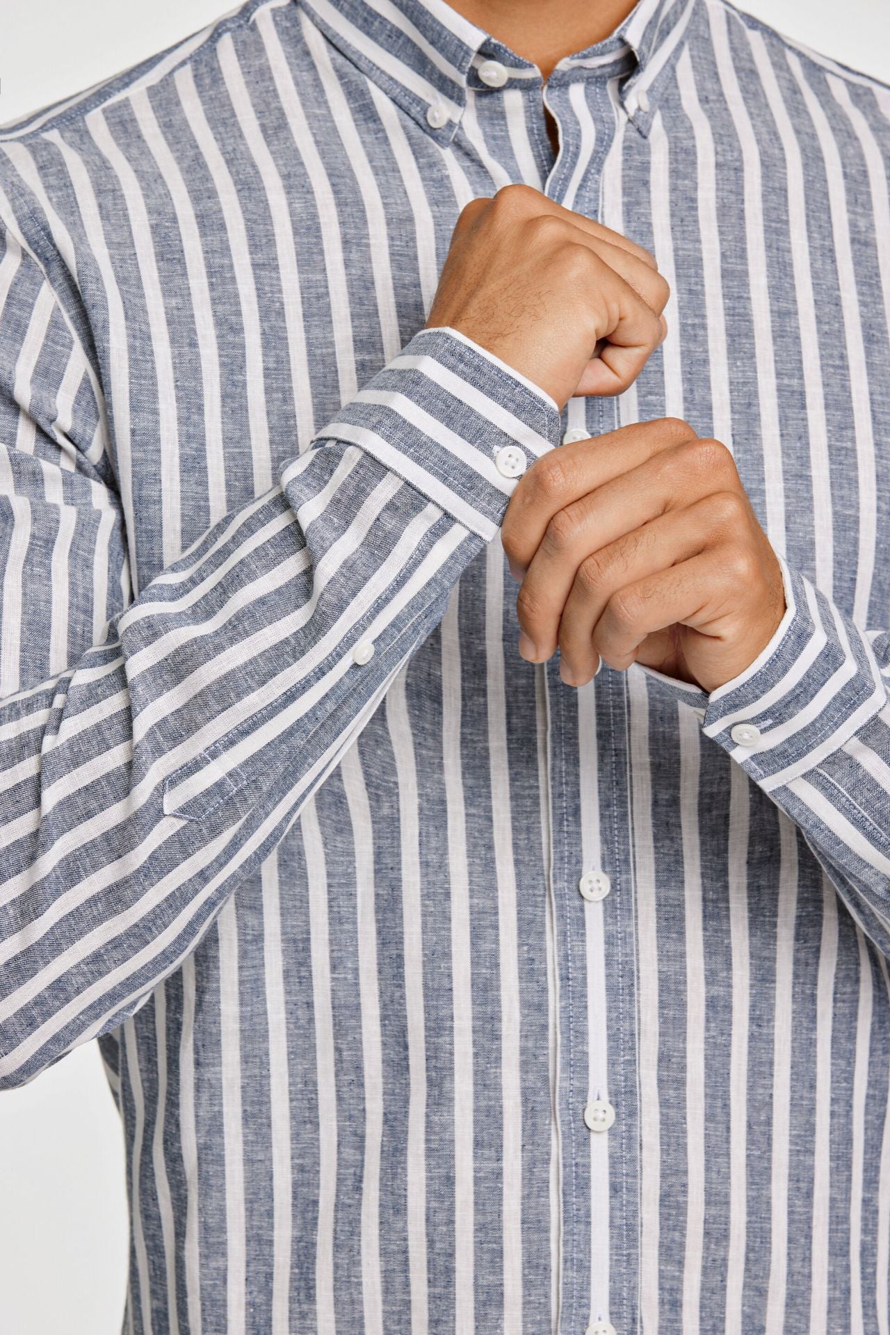 Striped cotton/linen shirt L/S