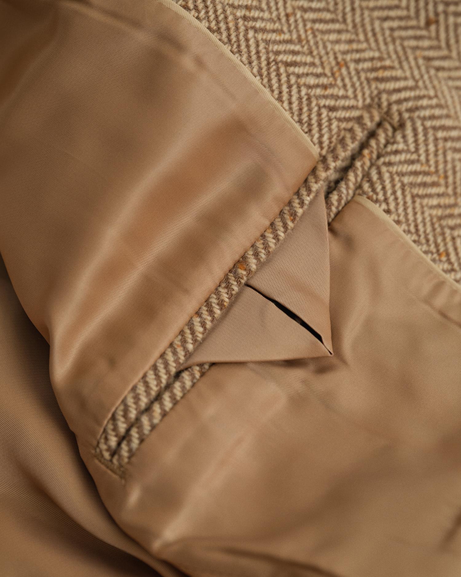 SLIM WOOL BLEND HERRINGBONE BLAZER
