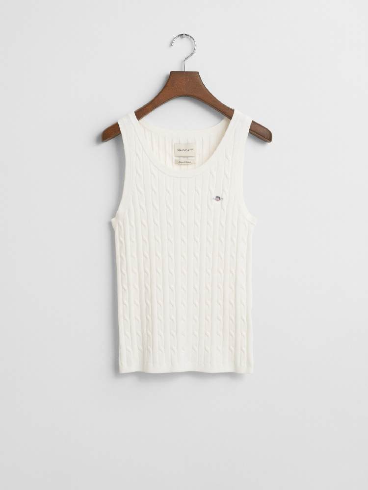 STRETCH COTTON CABLE TANK TOP