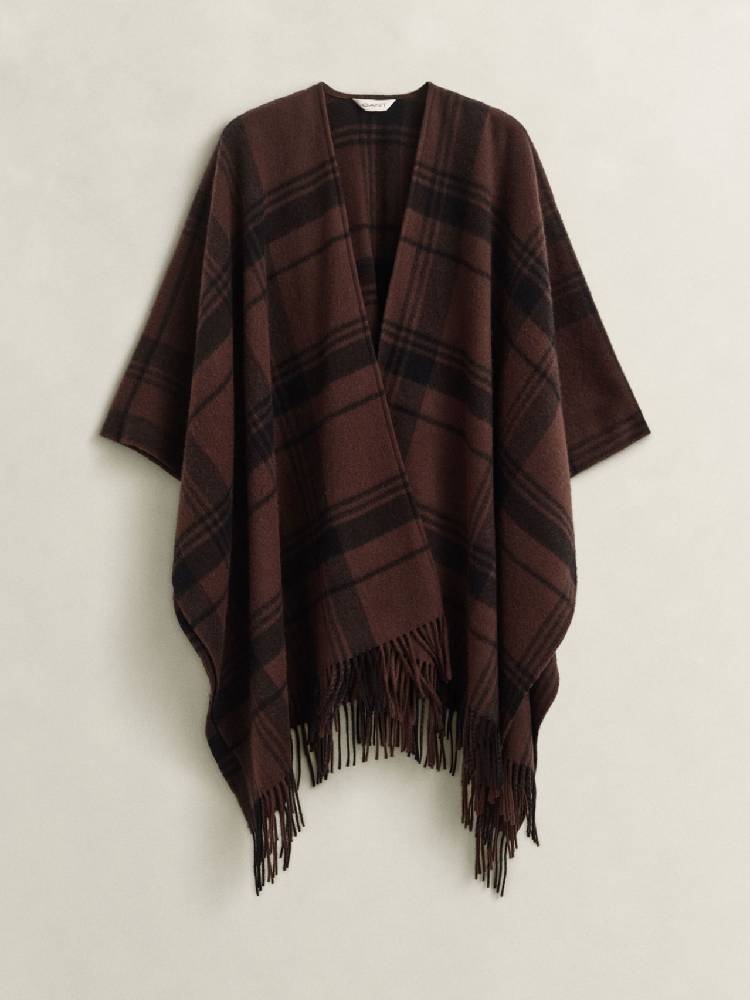 Check Wool Poncho