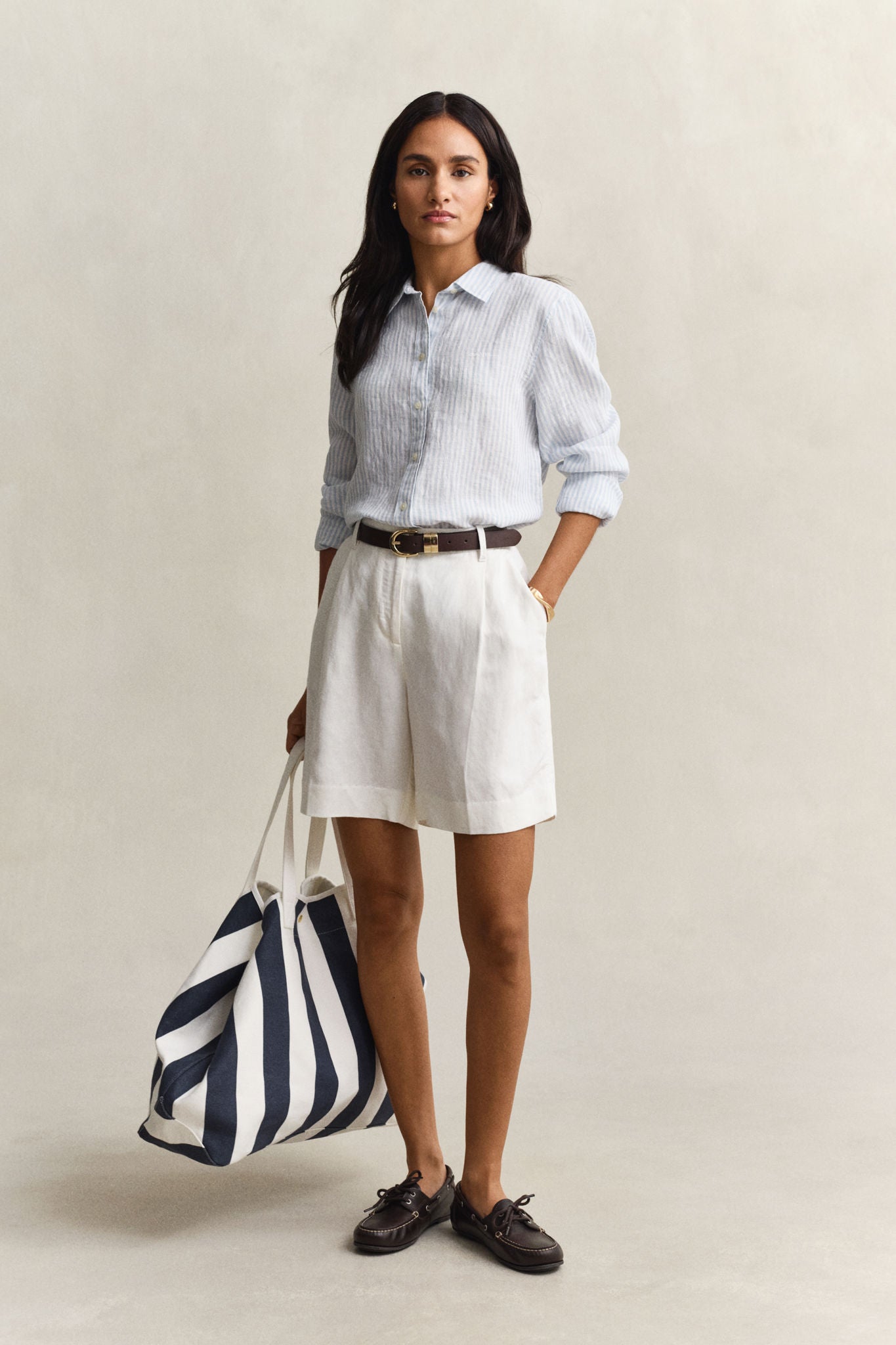 Reg Striped Linen Ls Shirt