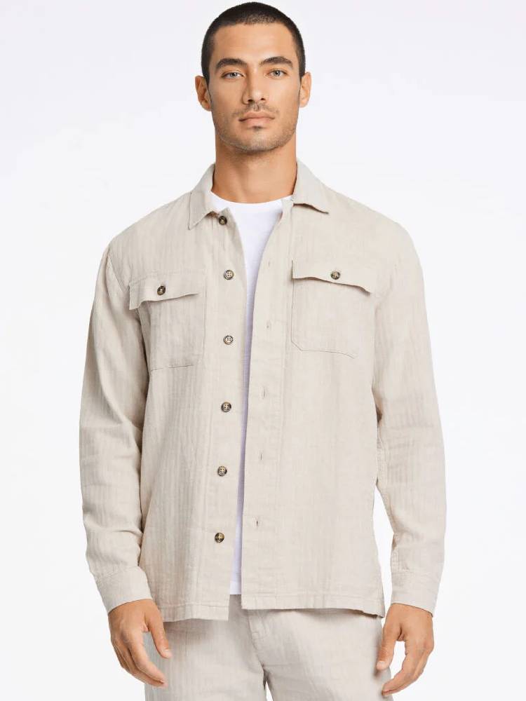 Linen blend overshirt L/S