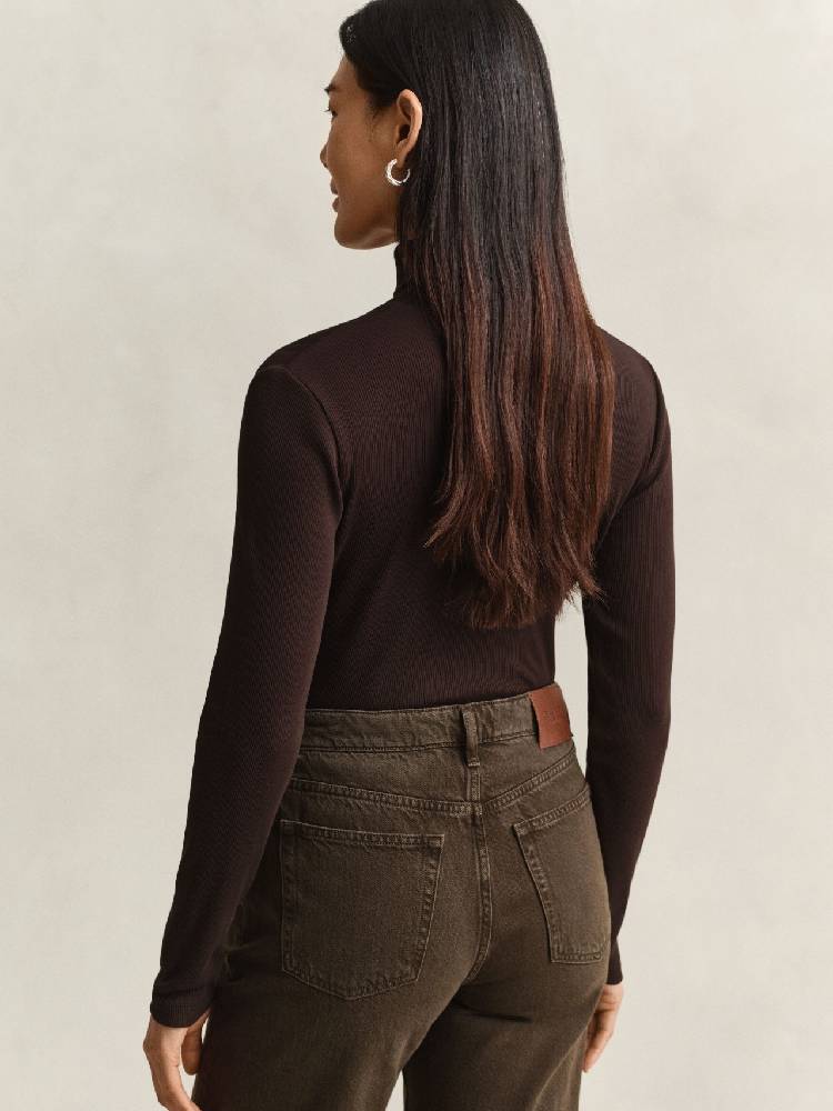 Slim Ribbed Ls Turtleneck