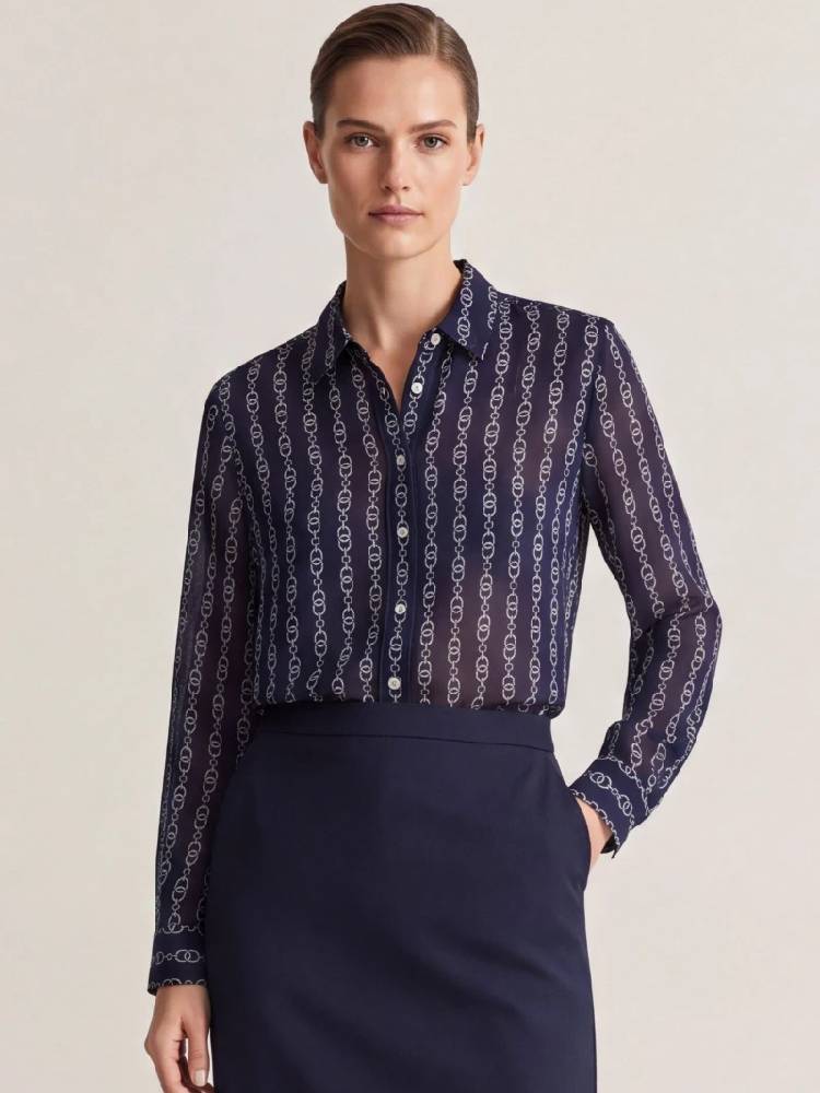 Reg Printed Ctn Silk Ls  Shirt