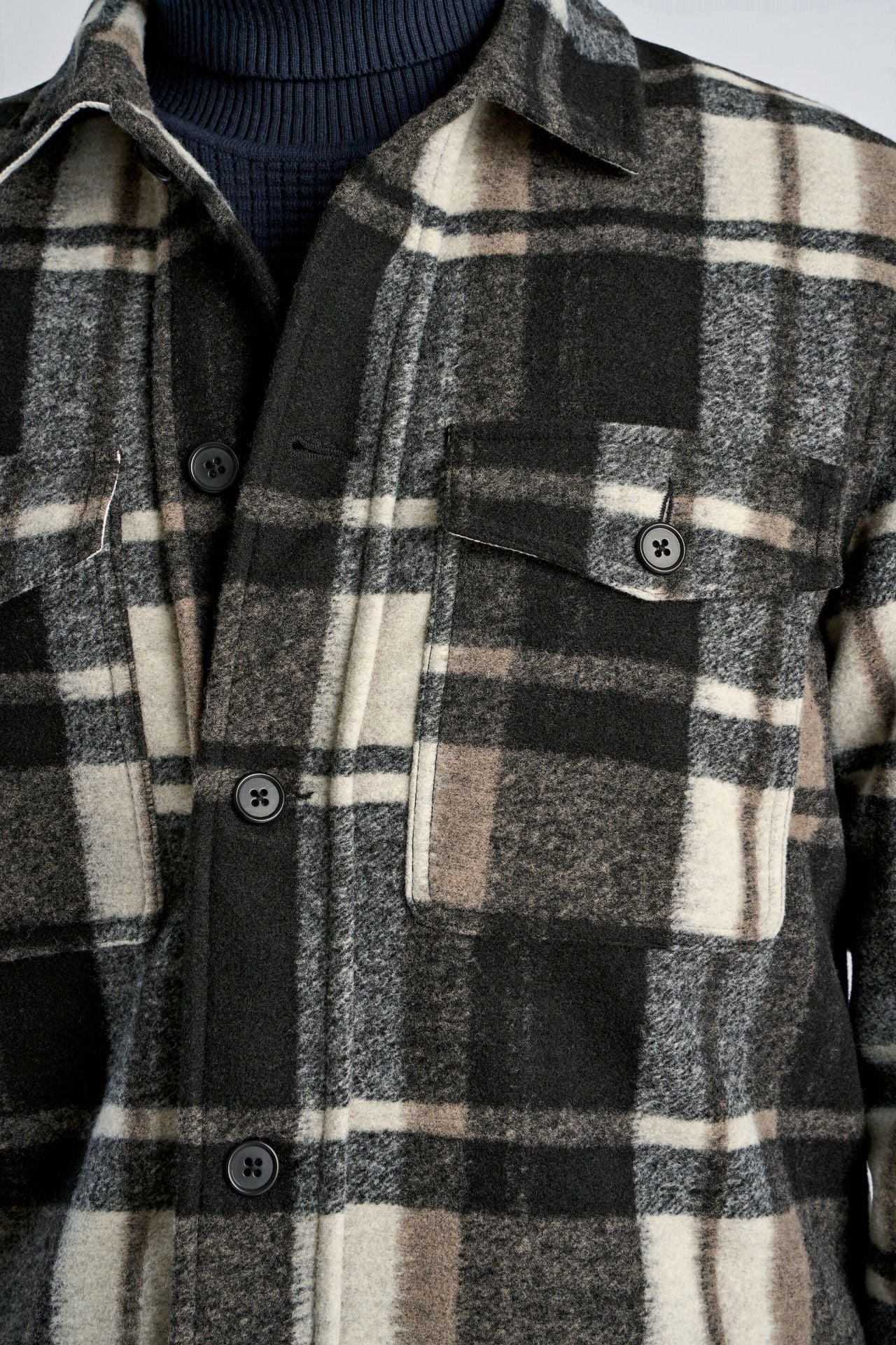 Brushed check overshirt