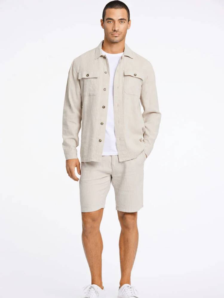 Linen blend overshirt L/S