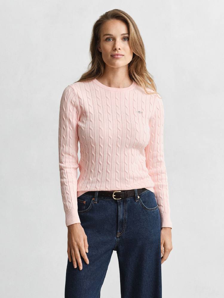 Stretch Cotton Cable C-Neck