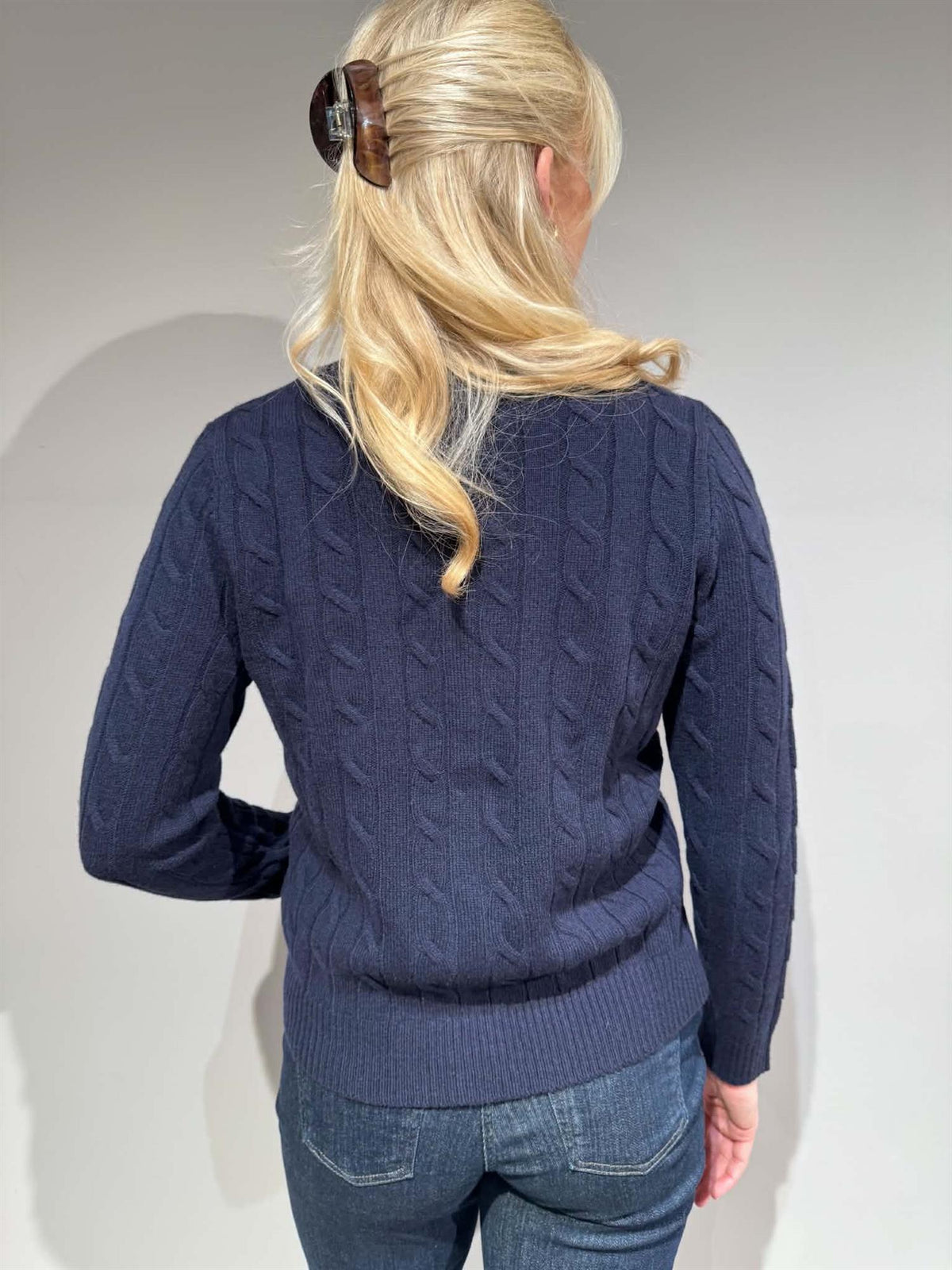 Kabelstrikket Cardigan I Lammeull