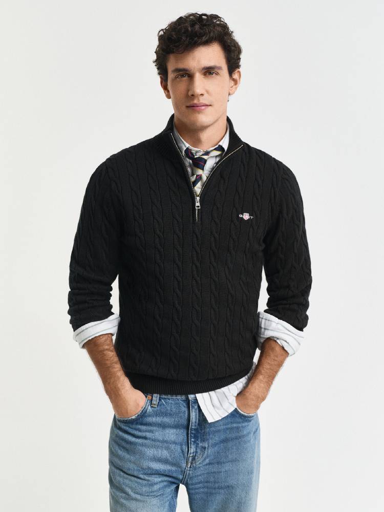 COTTON CABLE HALF ZIP