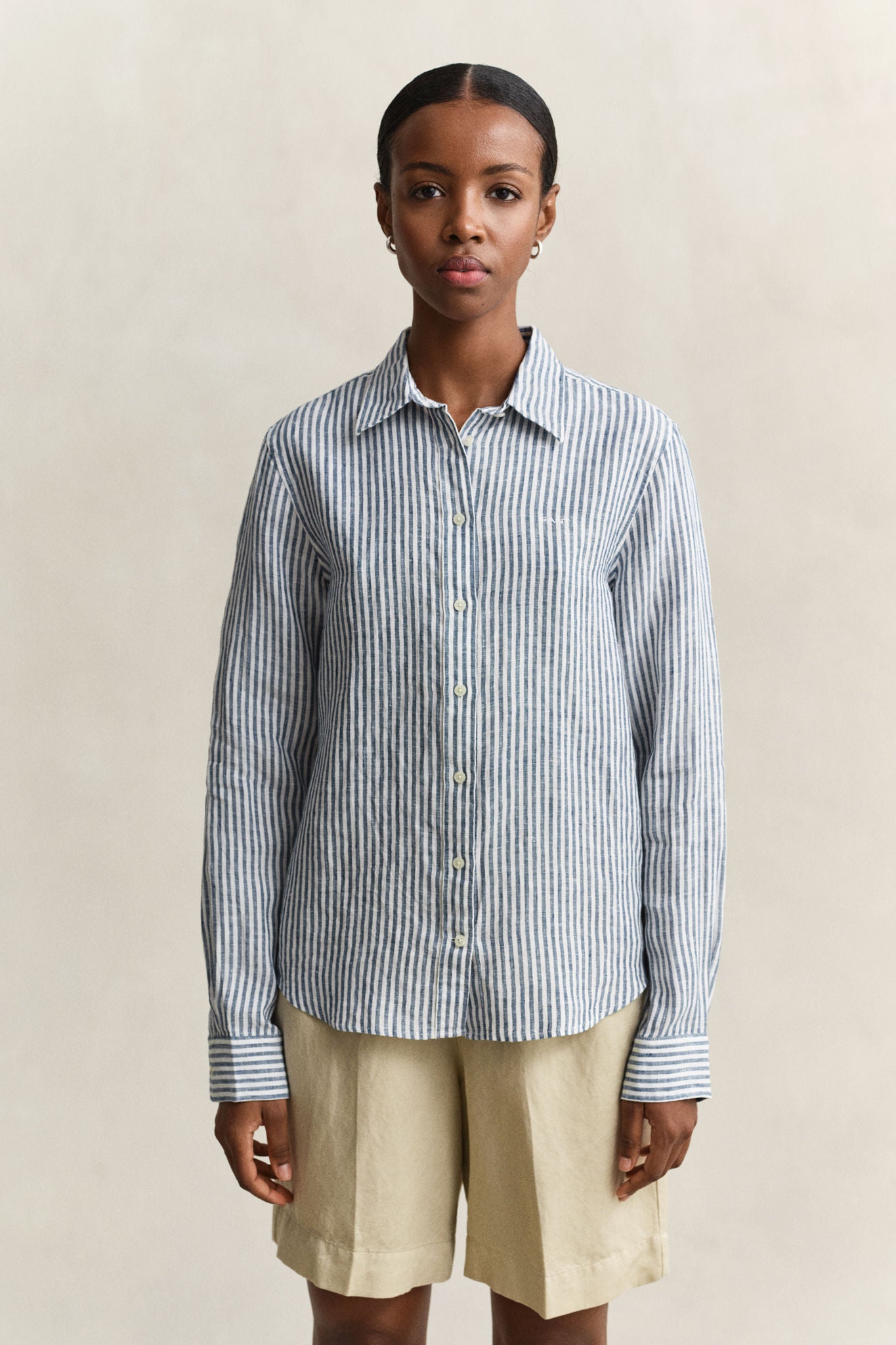 Reg Striped Linen Ls Shirt