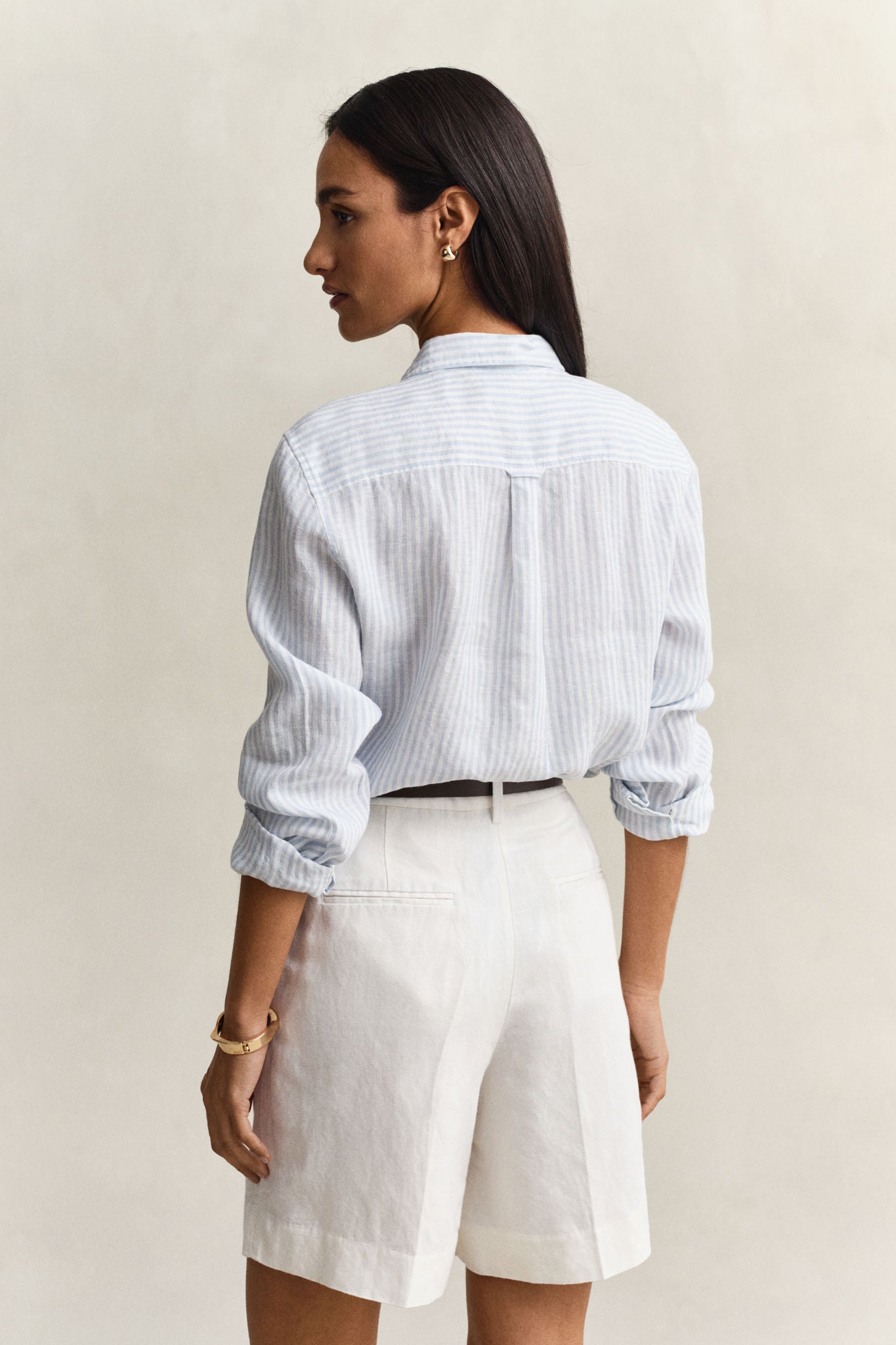 Reg Striped Linen Ls Shirt