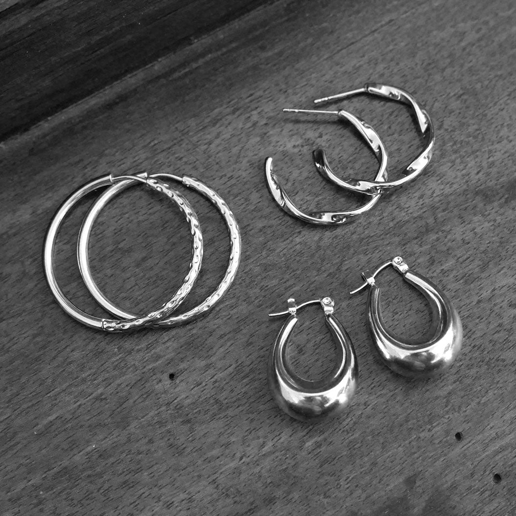 Earr, hoop MM structured, steel