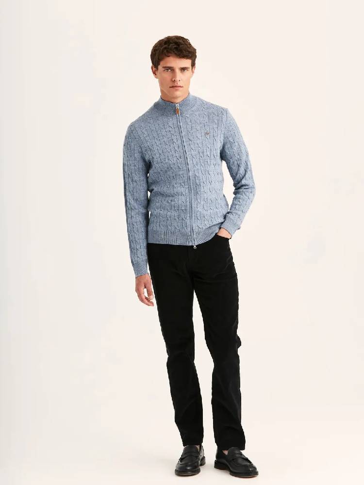 Merino Cable Zip Cardigan