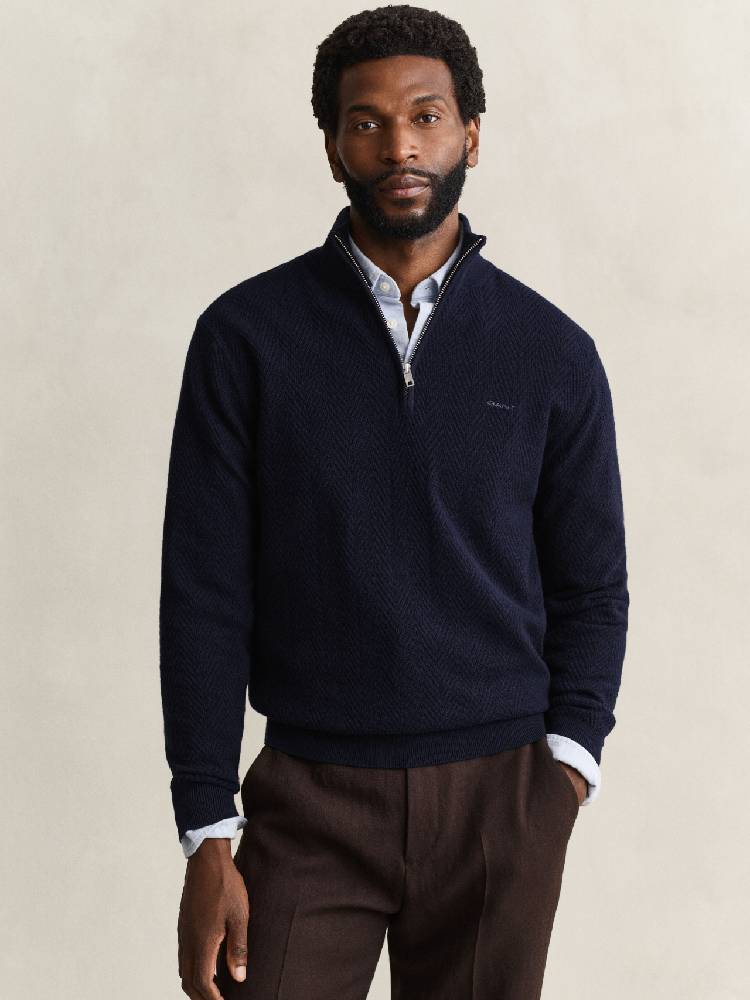 Herringbone Texture Half Zip