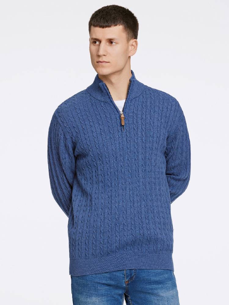 1/2 zip cable knit