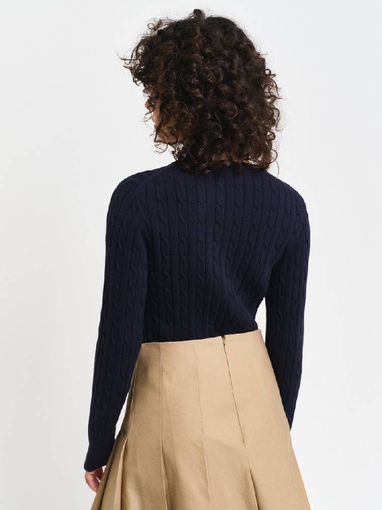 Stretch Cotton Cable Cardigan