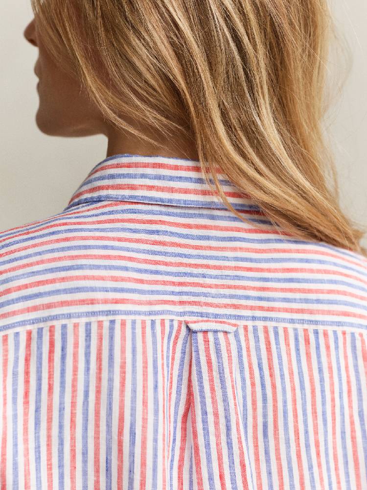 Reg Striped Linen Ls Shirt
