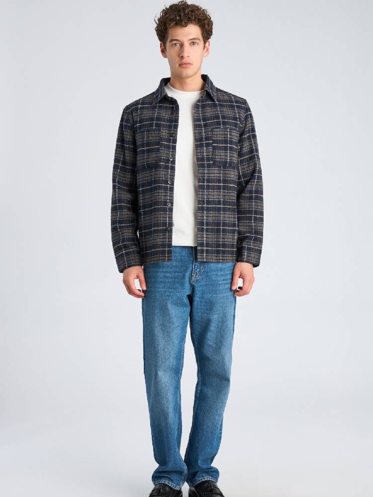 Brushed check overshirt