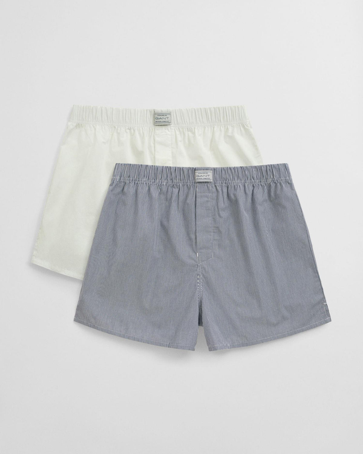 Stripe And Solid Boxer Shorts 2-P