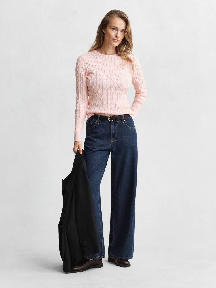 Stretch Cotton Cable C-Neck