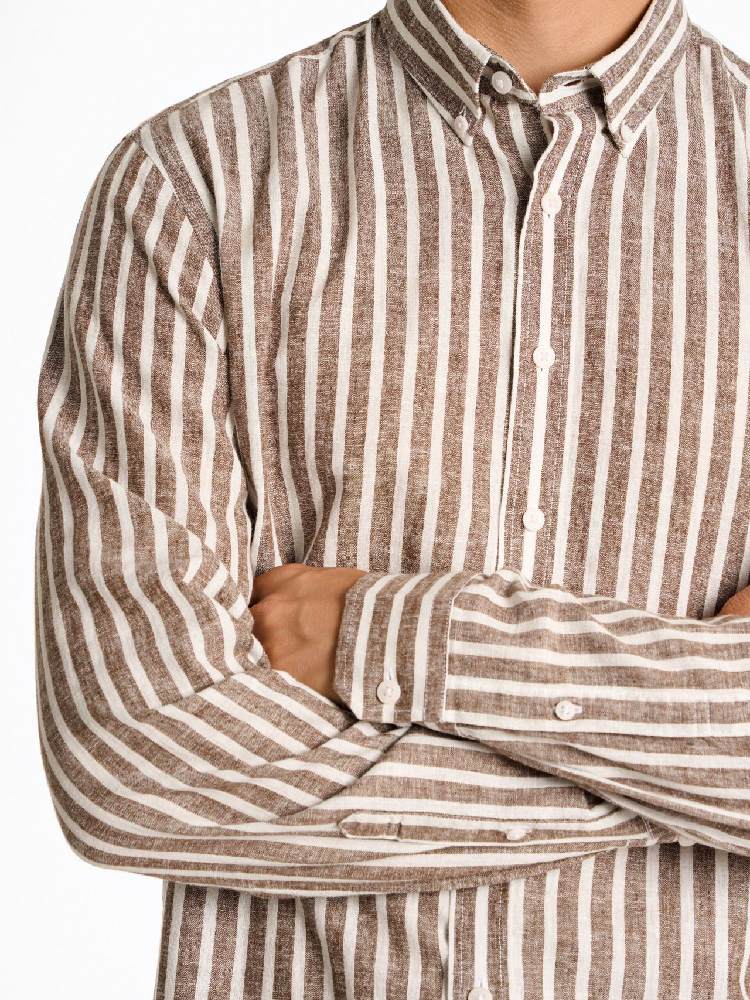 Striped cotton/linen shirt L/S