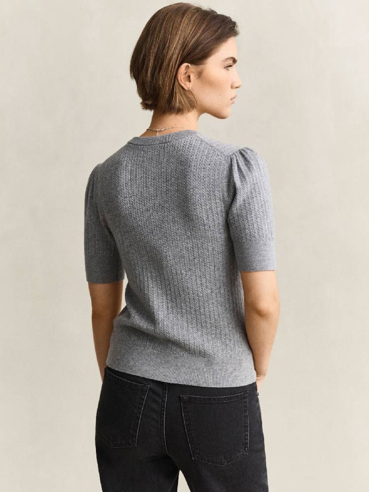 Mini Cable C-Neck Cardigan Ss