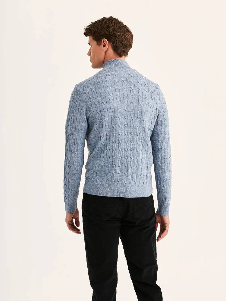 Merino Cable Zip Cardigan