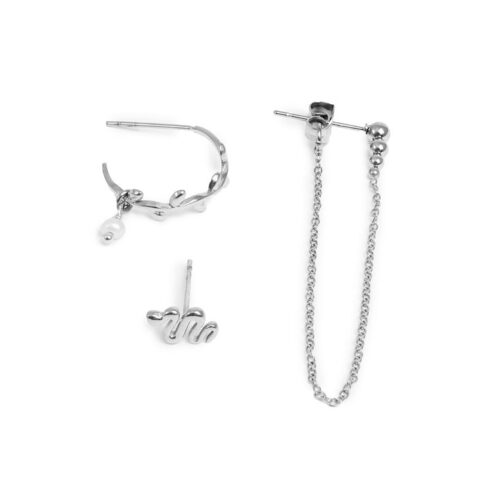 Earr, 3 stud, 1 chain steel