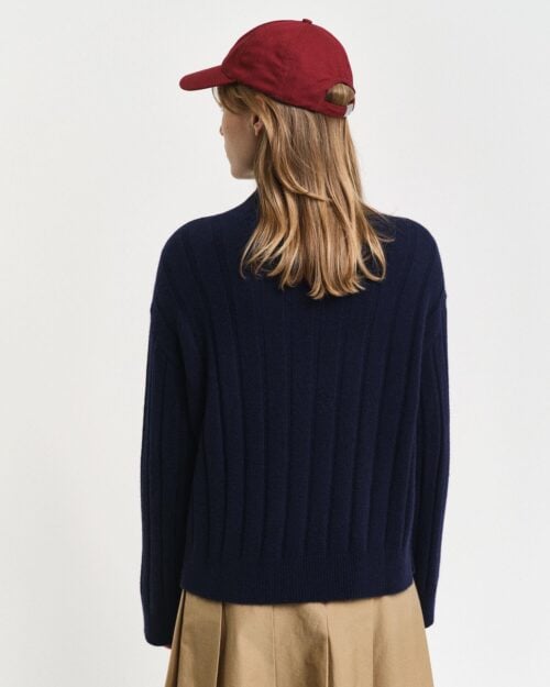 WIDE RIBBED WOOL STAND COLLAR