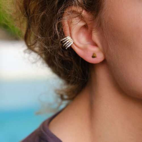 Earr, 4 studs heart+balls steel