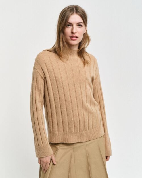 WIDE RIBBED WOOL STAND COLLAR