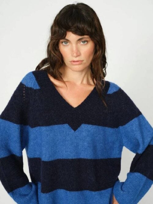 Mmtaci Stripe Lsv-Neck Knit
