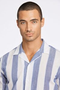 Striped linen/cotton shirt S/S