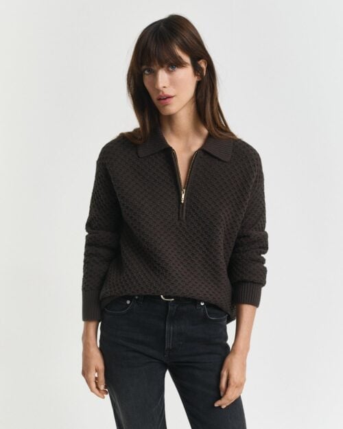 Cotton Texture Half Zip