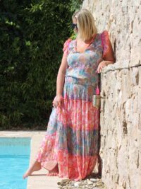 Green Rosa Blue Top Frill