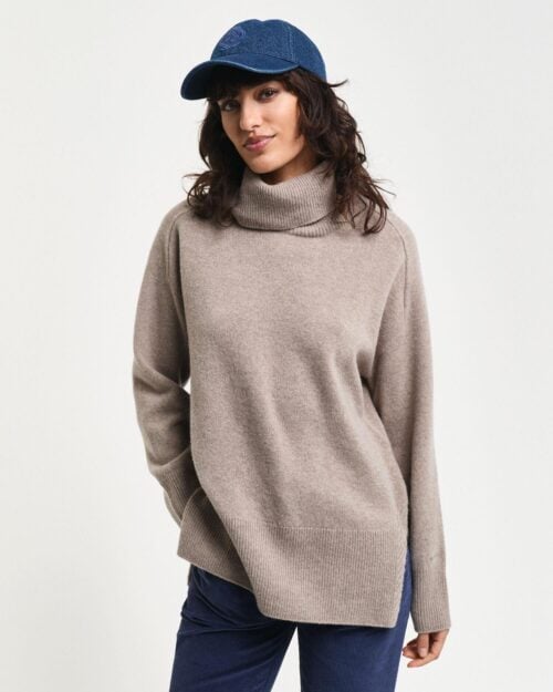 HERRINGBONE DETAIL ROLLNECK