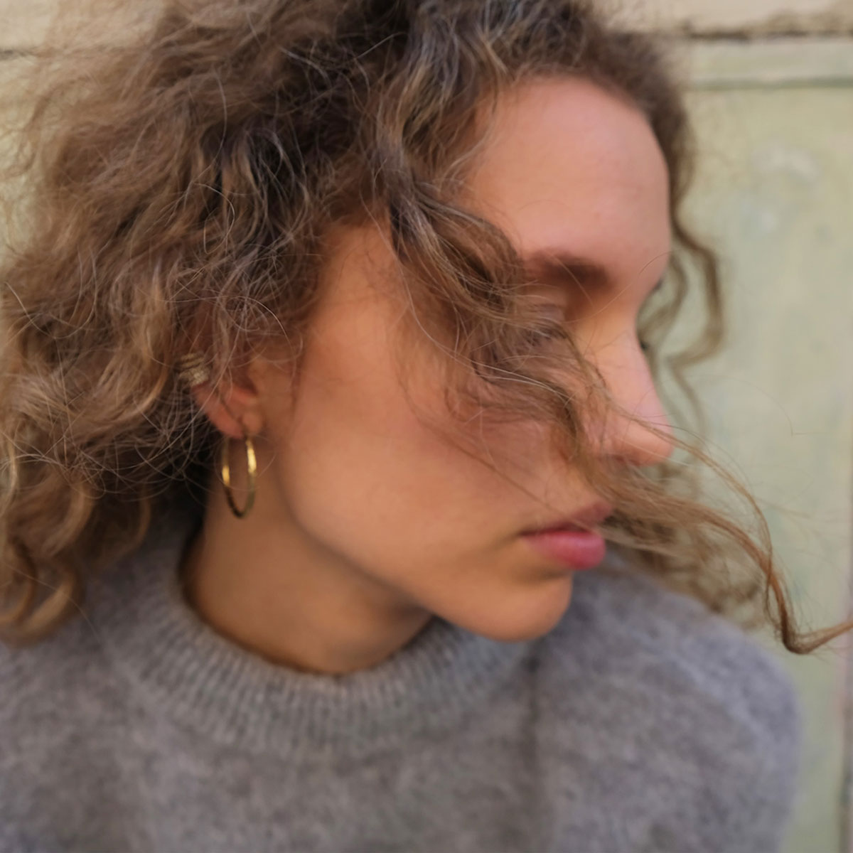 Earr, hoop MM structured, steel GP