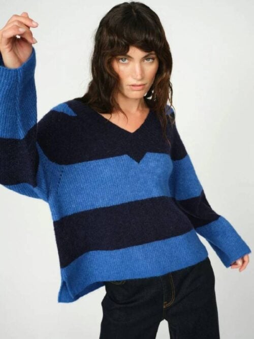 Mmtaci Stripe Lsv-Neck Knit