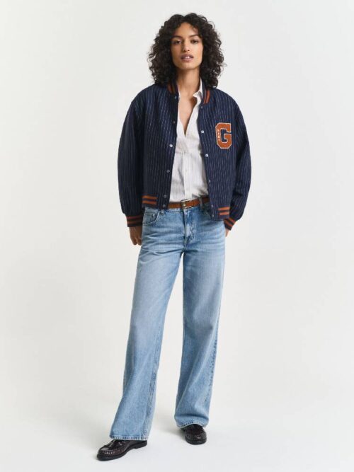 PINSTRIPE VARSITY JACKET