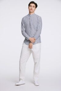 Striped cotton/linen shirt L/S