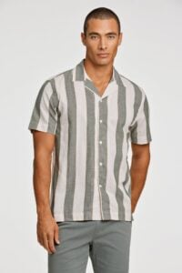 Striped linen/cotton shirt S/S