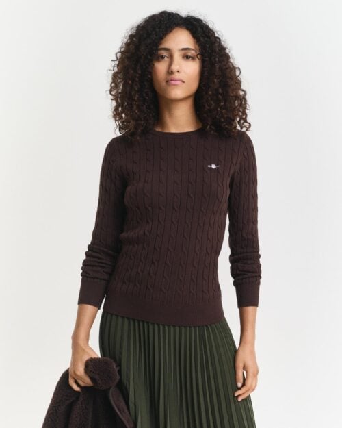 Stretch Cotton Cable C-Neck