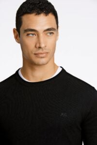Melange round neck knit