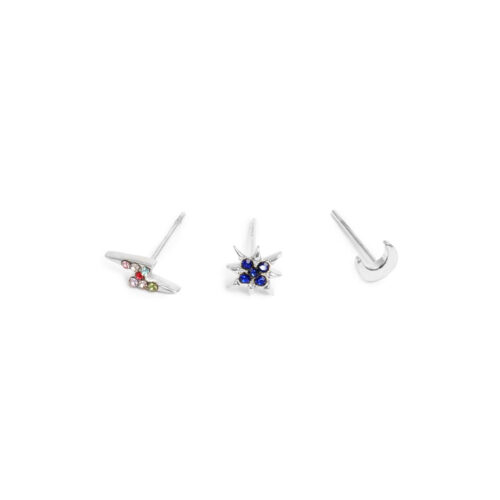 Earr, tripple studs symbols steel