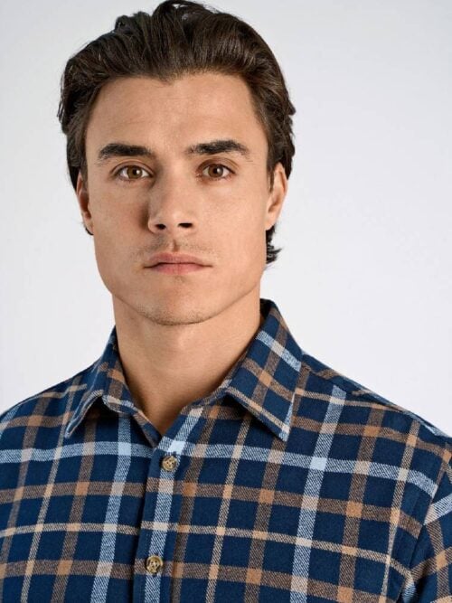 Heavy checked twill shirt L/S